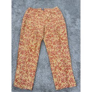 Sigrid Olsen Pants Womans 14 Orange Peach Linen Floral Relaxed Lined Trousers